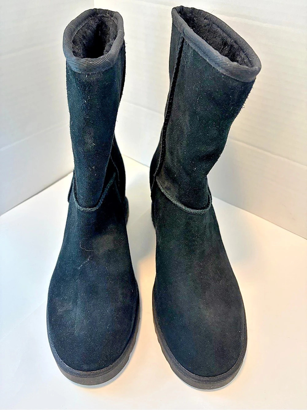 UGG Classic Short II Black Suede Wedge style Boots US 11 Runs small.